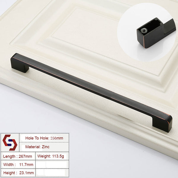Zinc Kitchen Cabinet Handles Drawer Bar Handle Pull black+copper color hole to hole size 256mm Tristar Online