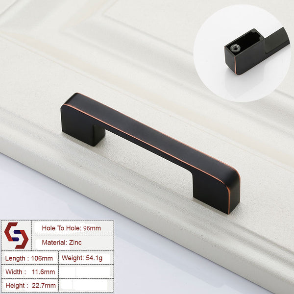 Zinc Kitchen Cabinet Handles Drawer Bar Handle Pull black+copper color hole to hole size 96mm Tristar Online