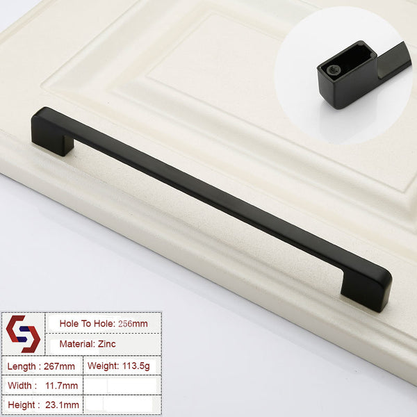 Zinc Kitchen Cabinet Handles Drawer Bar Handle Pull black color hole to hole size 256mm Tristar Online