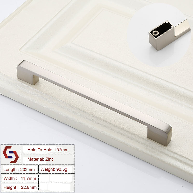 Zinc Kitchen Cabinet Handles Drawer Bar Handle Pull brushed silver color hole to hole size 192mm Tristar Online