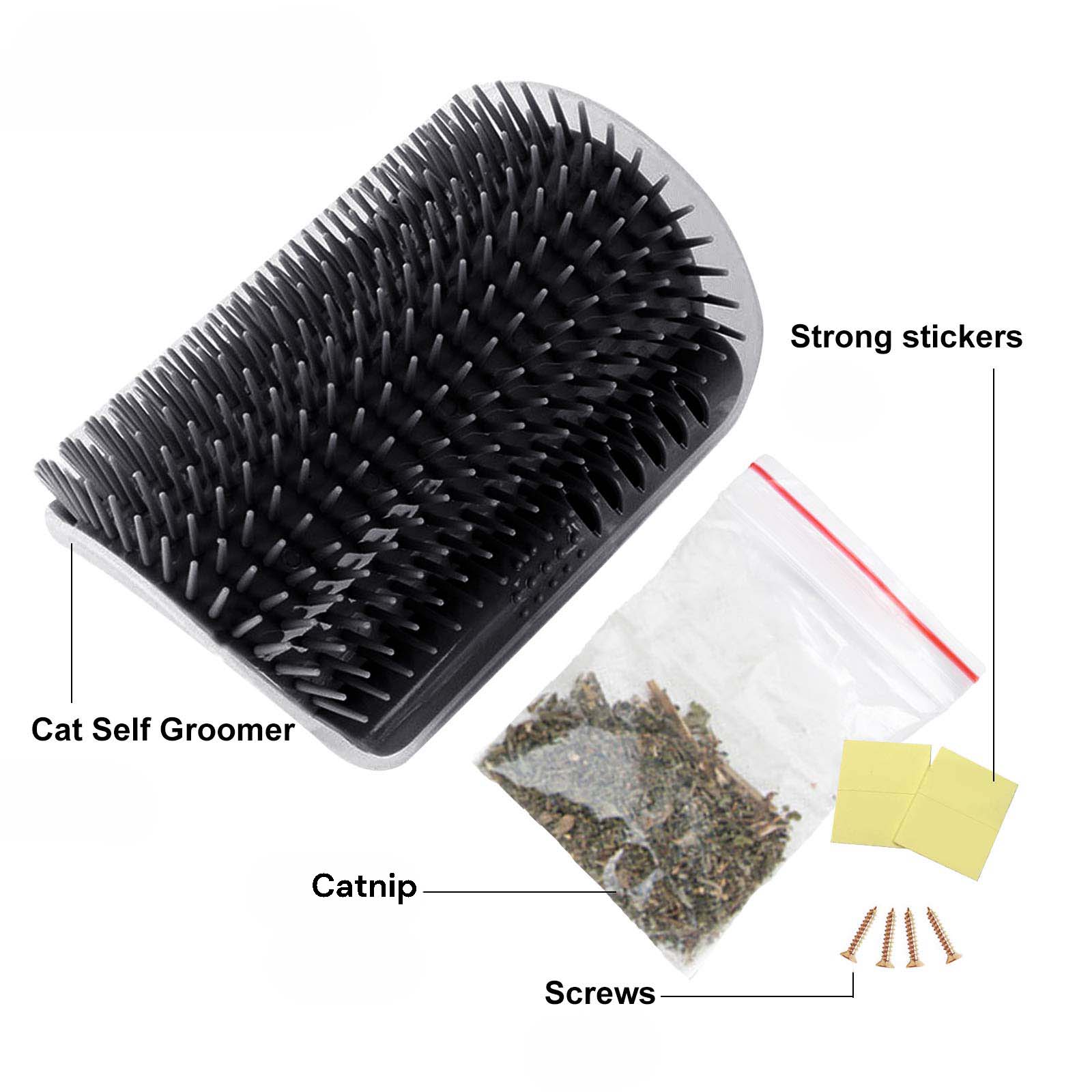 Cat Self Groomer Catnip  Dog Cat Toy Corner Groomer Wall Corner Scratcher Comb Grooming Massage Brush Black Tristar Online