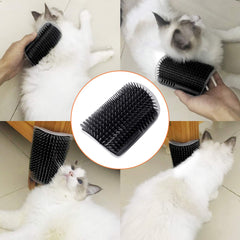 Cat Self Groomer Catnip  Dog Cat Toy Corner Groomer Wall Corner Scratcher Comb Grooming Massage Brush Black Tristar Online