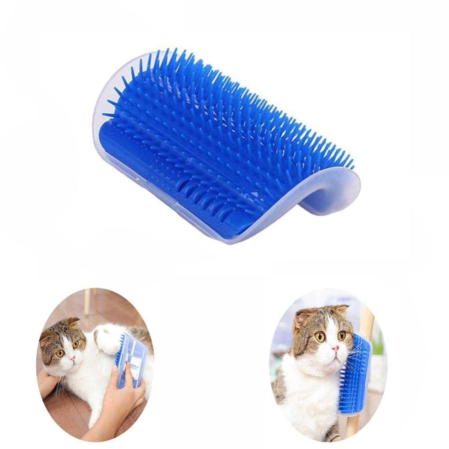 Cat Self Groomer Catnip  Dog Cat Toy Corner Groomer Wall Corner Scratcher Comb Grooming Massage Brush Blue Tristar Online