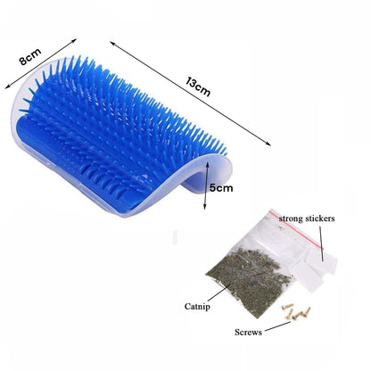 Cat Self Groomer Catnip  Dog Cat Toy Corner Groomer Wall Corner Scratcher Comb Grooming Massage Brush Blue Tristar Online