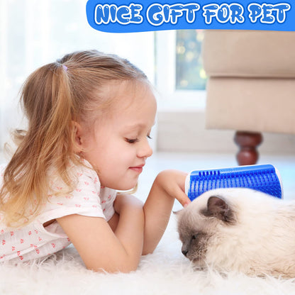 Cat Self Groomer Catnip  Dog Cat Toy Corner Groomer Wall Corner Scratcher Comb Grooming Massage Brush Blue Tristar Online