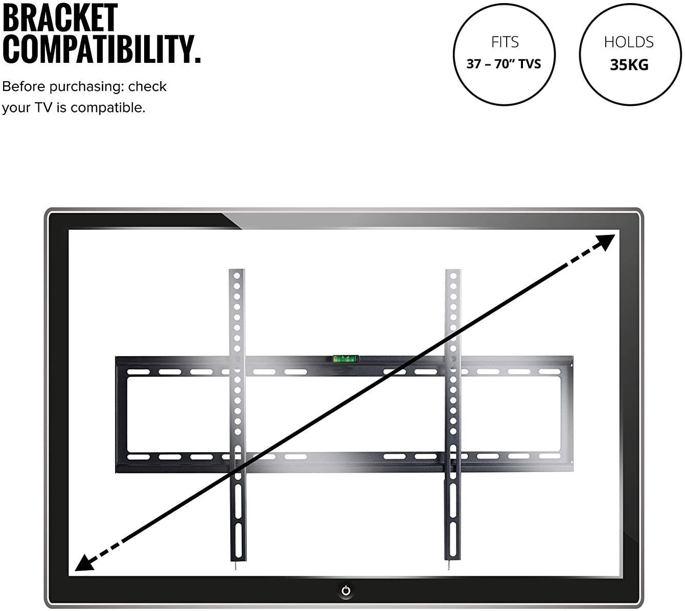 32-70 Inch Fixed TV Wall Mount Bracket TV Bracket Wall Mount up to 75KG Tristar Online