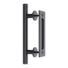 30cm Pull and Flush Barn Door Handle Square Handles set of Frosted Black Surface Round Tristar Online