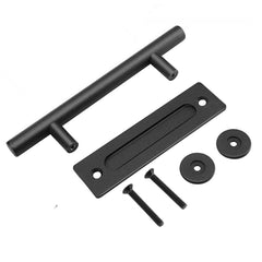 30cm Pull and Flush Barn Door Handle Square Handles set of Frosted Black Surface Round Tristar Online