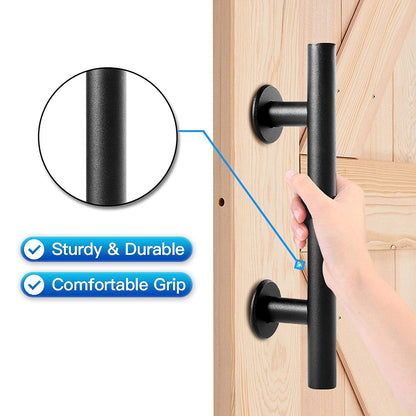 30cm Pull and Flush Barn Door Handle Square Handles set of Frosted Black Surface Round Tristar Online