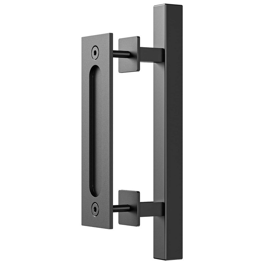 30cm Pull and Flush Barn Door Handle Square Handles set of Frosted Black Surface Square Tristar Online