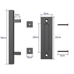 30cm Pull and Flush Barn Door Handle Square Handles set of Frosted Black Surface Square Tristar Online