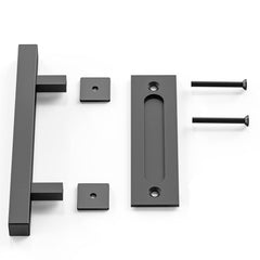 30cm Pull and Flush Barn Door Handle Square Handles set of Frosted Black Surface Square Tristar Online