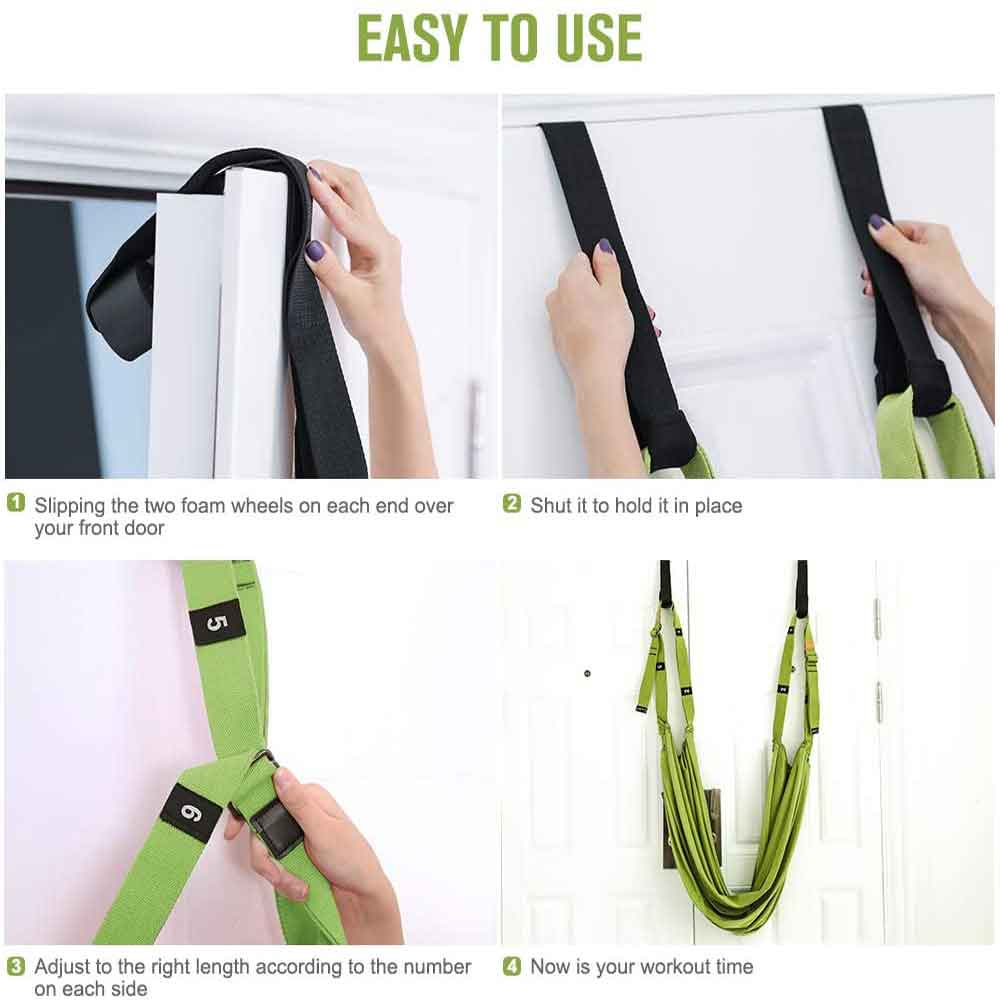 Green Fitness Yoga Strap Band Waist Trainer Leg Door Swing Adjustable Ballet Dancer Tristar Online