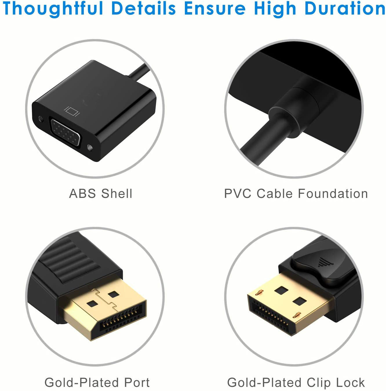 DisplayPort Male to VGA Female Gold-Plated DP Display Port to VGA Adapter Tristar Online