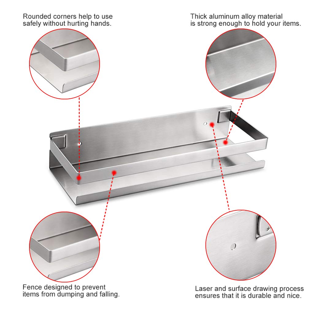 Brushed Bathroom Shower Shelf Kitchen Rack Storage Shelves Shampoo Holder Organizer Tristar Online