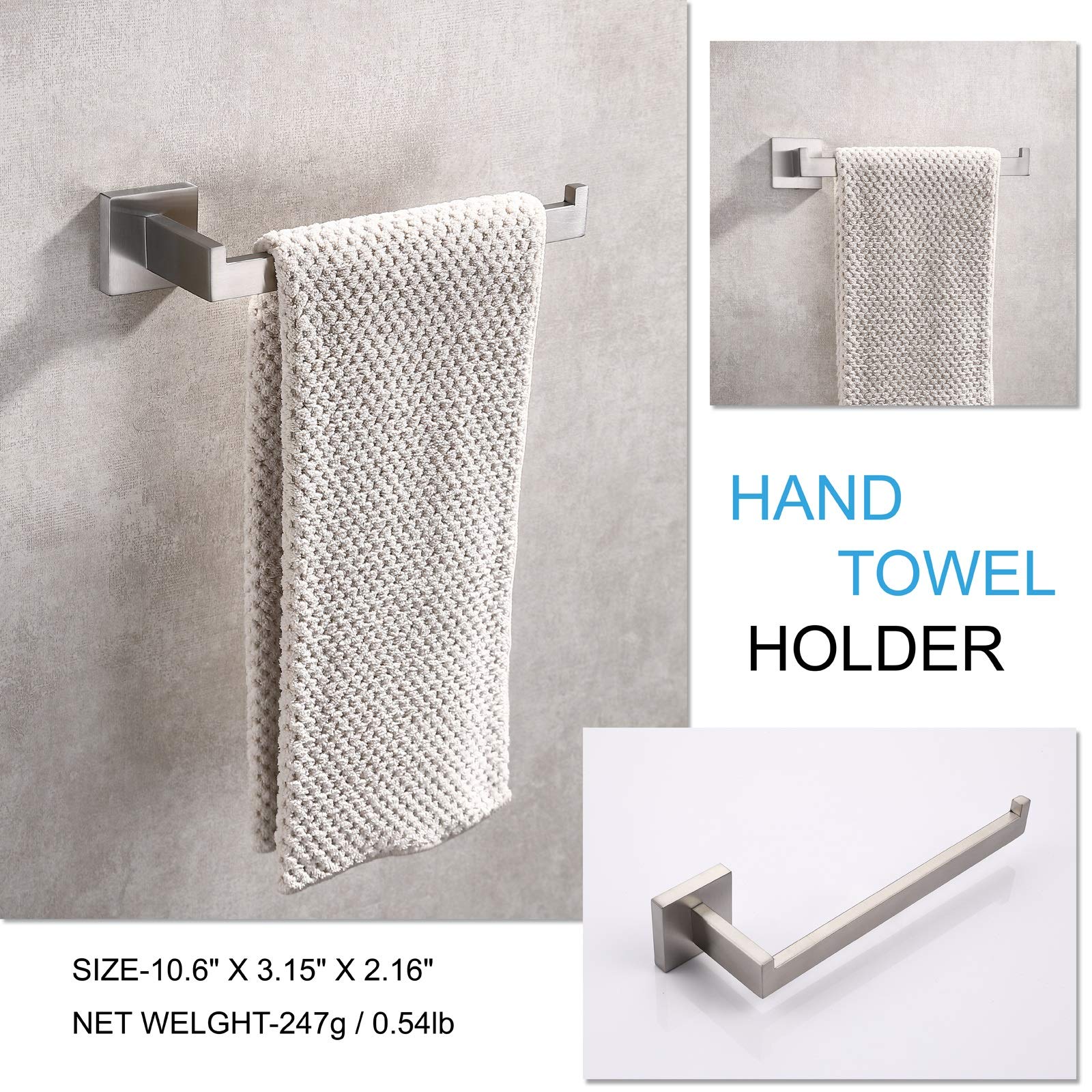 Square Hand Towel Holder Ring Wall Mounted Modern Towel Bar Bathroom Kitchen Tristar Online