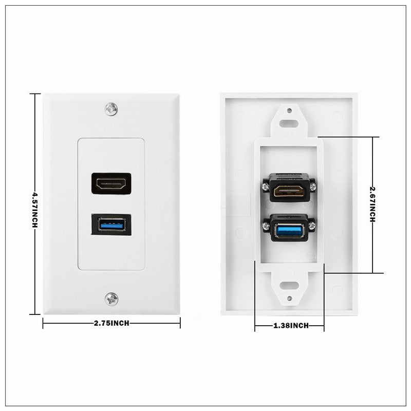HDMI USB 3.0 Audio Stereo Pass Through Component Composite Wall Plate Panel Tristar Online