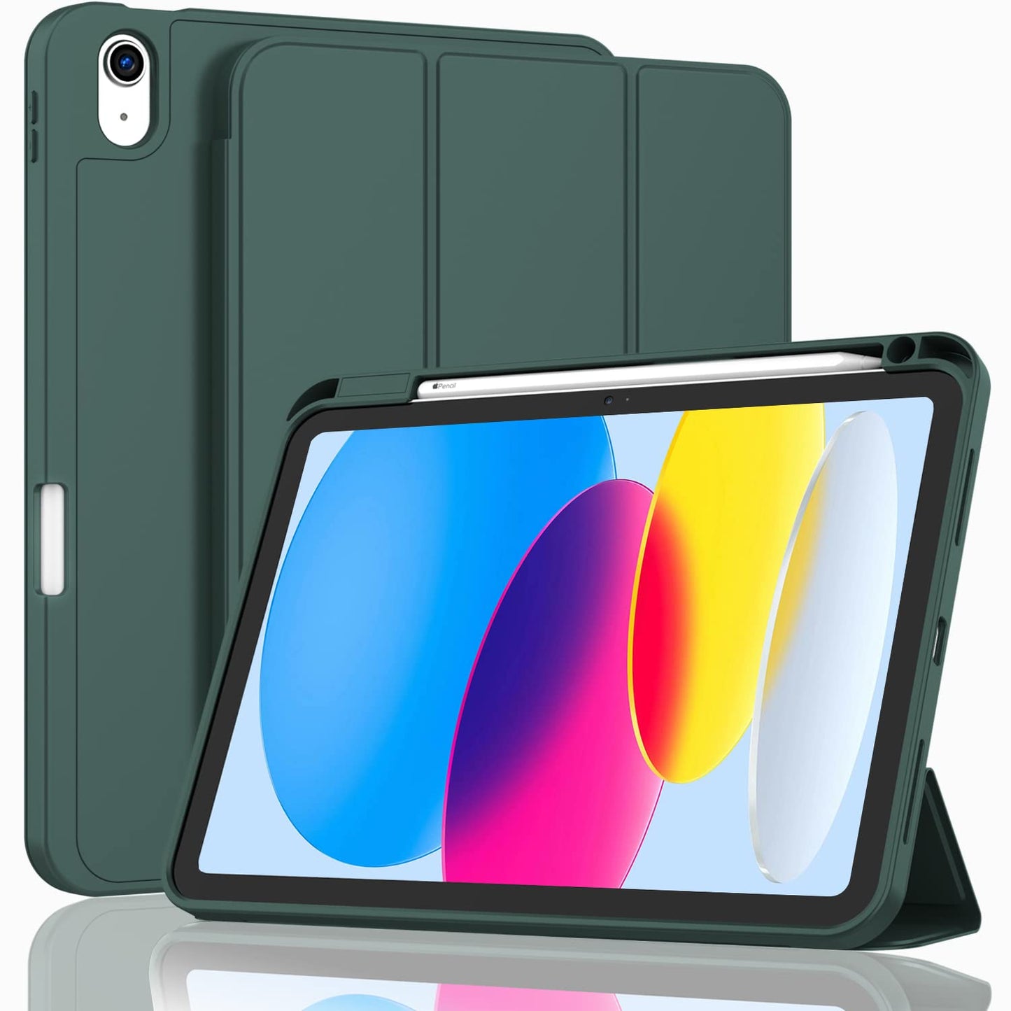 iPad 10th Case 10.9 Inch 2022 with Pencil Holder, Smart iPad Clear Case with Soft TPU Auto Wake Sleep Dark Green Tristar Online
