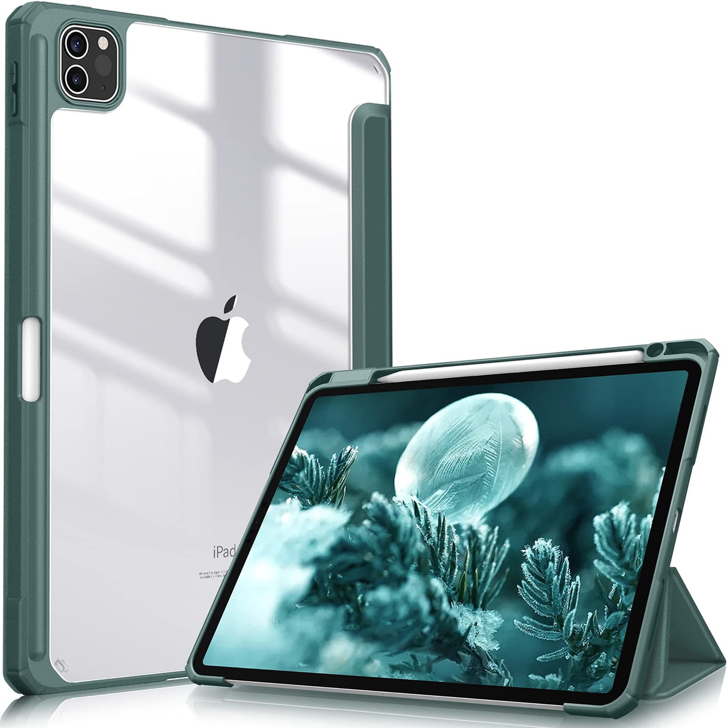 iPad Pro 11 Inch 2020-2022 Soft Tpu Smart Premium Case Auto Sleep Wake Stand Clear Cover Pencil holder Dark Green Tristar Online