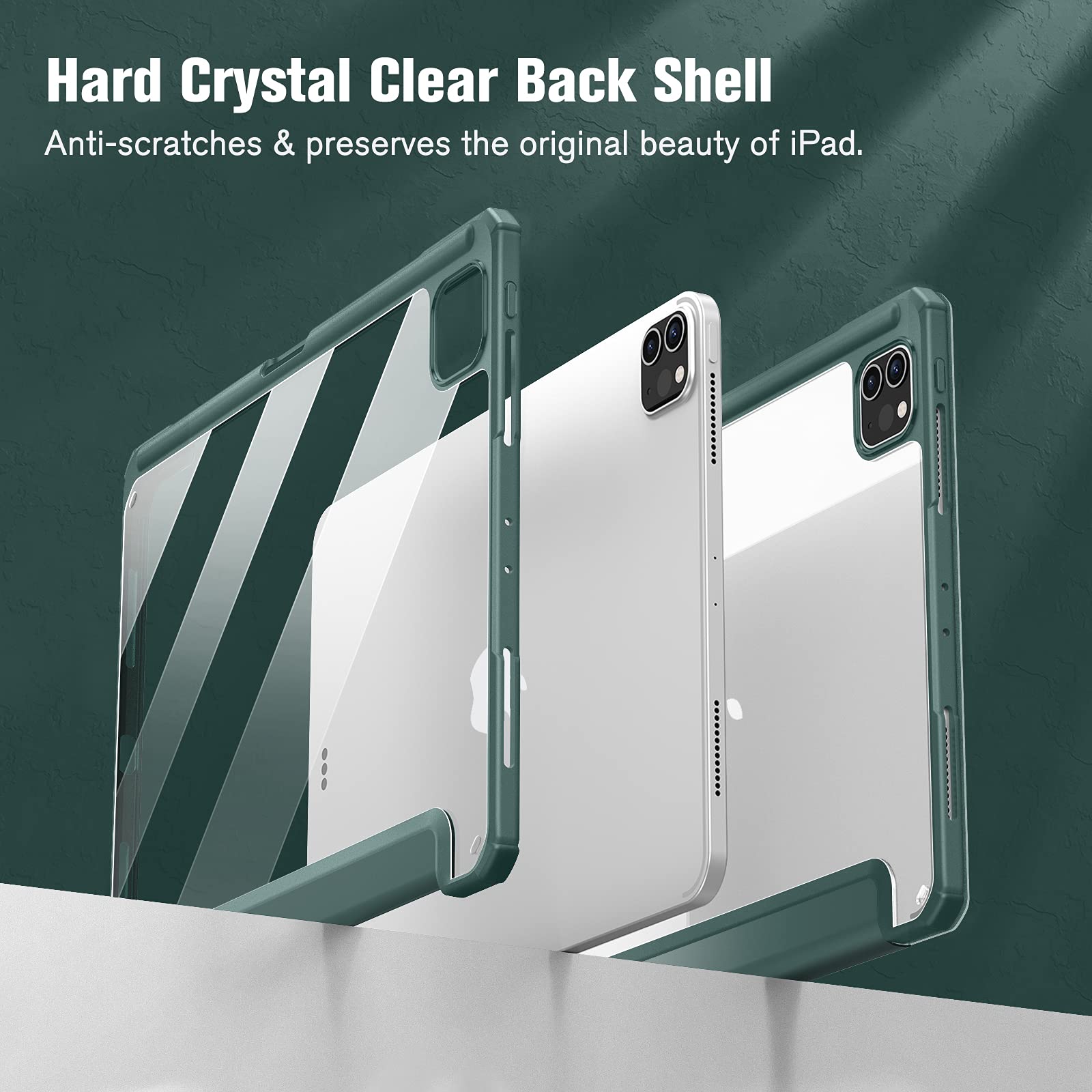 iPad Pro 11 Inch 2020-2022 Soft Tpu Smart Premium Case Auto Sleep Wake Stand Clear Cover Pencil holder Dark Green Tristar Online