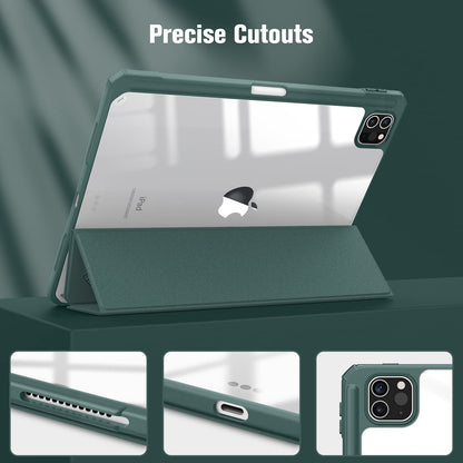 iPad Pro 11 Inch 2020-2022 Soft Tpu Smart Premium Case Auto Sleep Wake Stand Clear Cover Pencil holder Dark Green Tristar Online