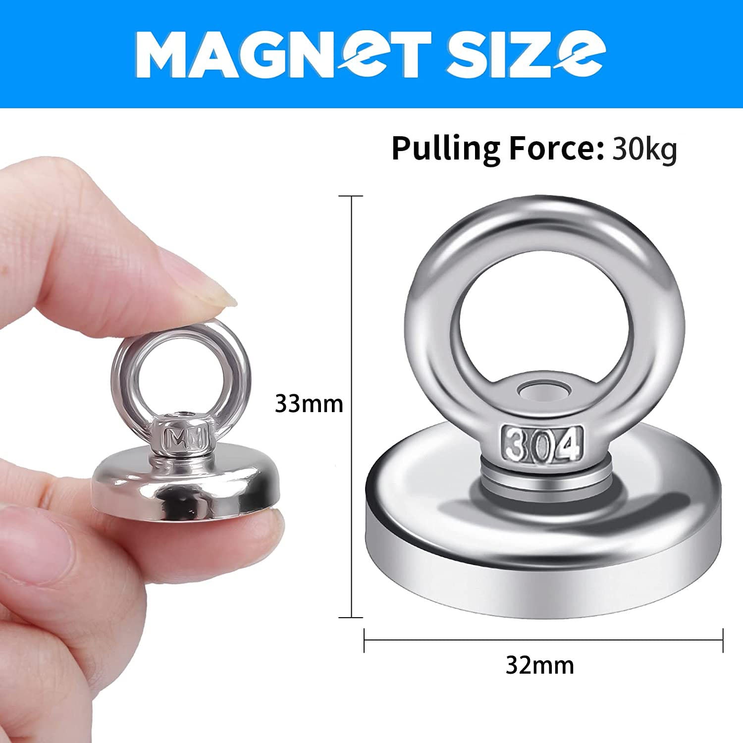 Heavy Duty Magnetic Hooks 30KG Countersunk Hole Eyebolt Kitchen, Office and Garage Tristar Online