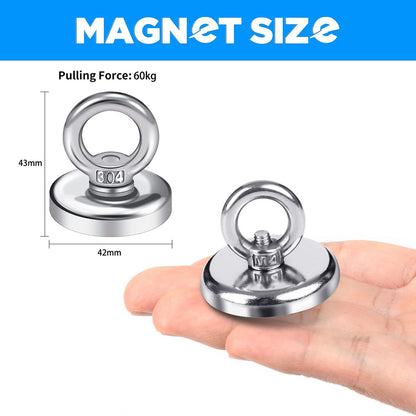 Salvage 60KG Recovery Magnet Hook Countersunk Hole Eyebolt Treasure Hunting Fishing Tristar Online