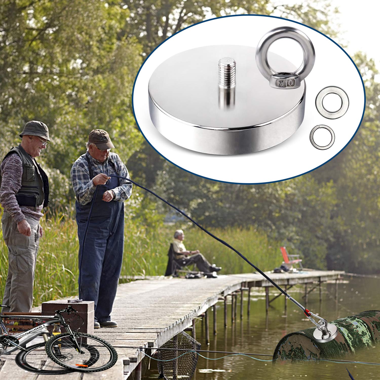 Salvage 340KG Recovery Magnet Hook Countersunk Hole Eyebolt Treasure Hunting Fishing Tristar Online