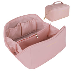 Large Travel Cosmetic Bag Portable Make up Makeup Bag Waterproof PU Leather Storage Pink Tristar Online