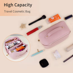 Large Travel Cosmetic Bag Portable Make up Makeup Bag Waterproof PU Leather Storage Pink Tristar Online