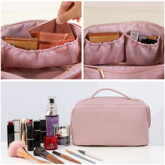 Large Travel Cosmetic Bag Portable Make up Makeup Bag Waterproof PU Leather Storage Pink Tristar Online