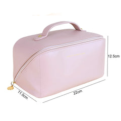 Large Travel Cosmetic Bag Portable Make up Makeup Bag Waterproof PU Leather Storage Pink Tristar Online