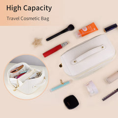 Large Travel Cosmetic Bag Portable Make up Makeup Bag Waterproof PU Leather Storage White Tristar Online