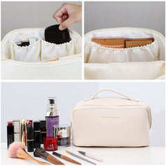 Large Travel Cosmetic Bag Portable Make up Makeup Bag Waterproof PU Leather Storage White Tristar Online