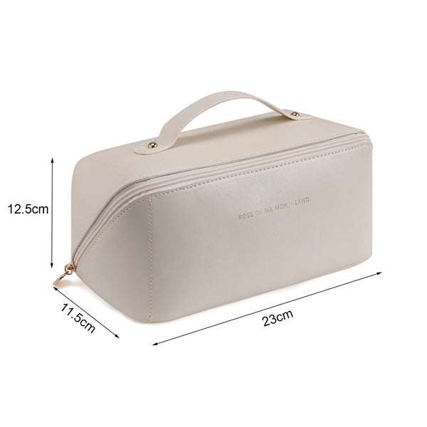 Large Travel Cosmetic Bag Portable Make up Makeup Bag Waterproof PU Leather Storage White Tristar Online