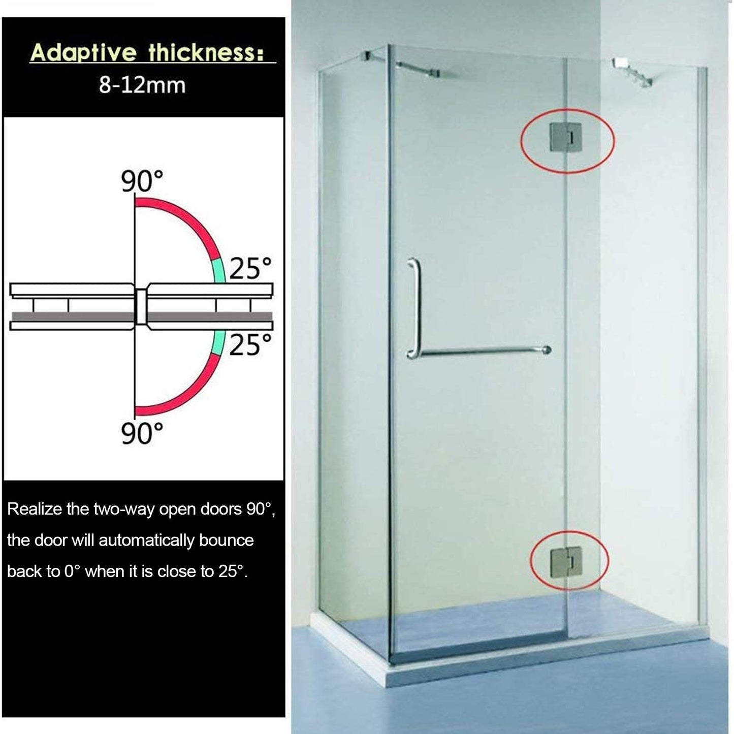 Shower Glass Door Gate Hinge 304 Stainless Steel 180 Degrees Polished Chrome Finish Tristar Online