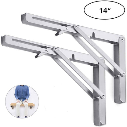 2PCS 14inch Steel Wall Mounted Folding Triangle Angle Shelf Support Bracket Rack Tristar Online