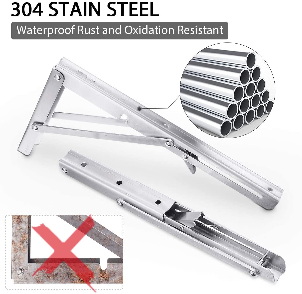 2PCS 14inch Steel Wall Mounted Folding Triangle Angle Shelf Support Bracket Rack Tristar Online
