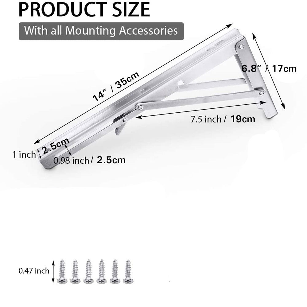 2PCS 14inch Steel Wall Mounted Folding Triangle Angle Shelf Support Bracket Rack Tristar Online
