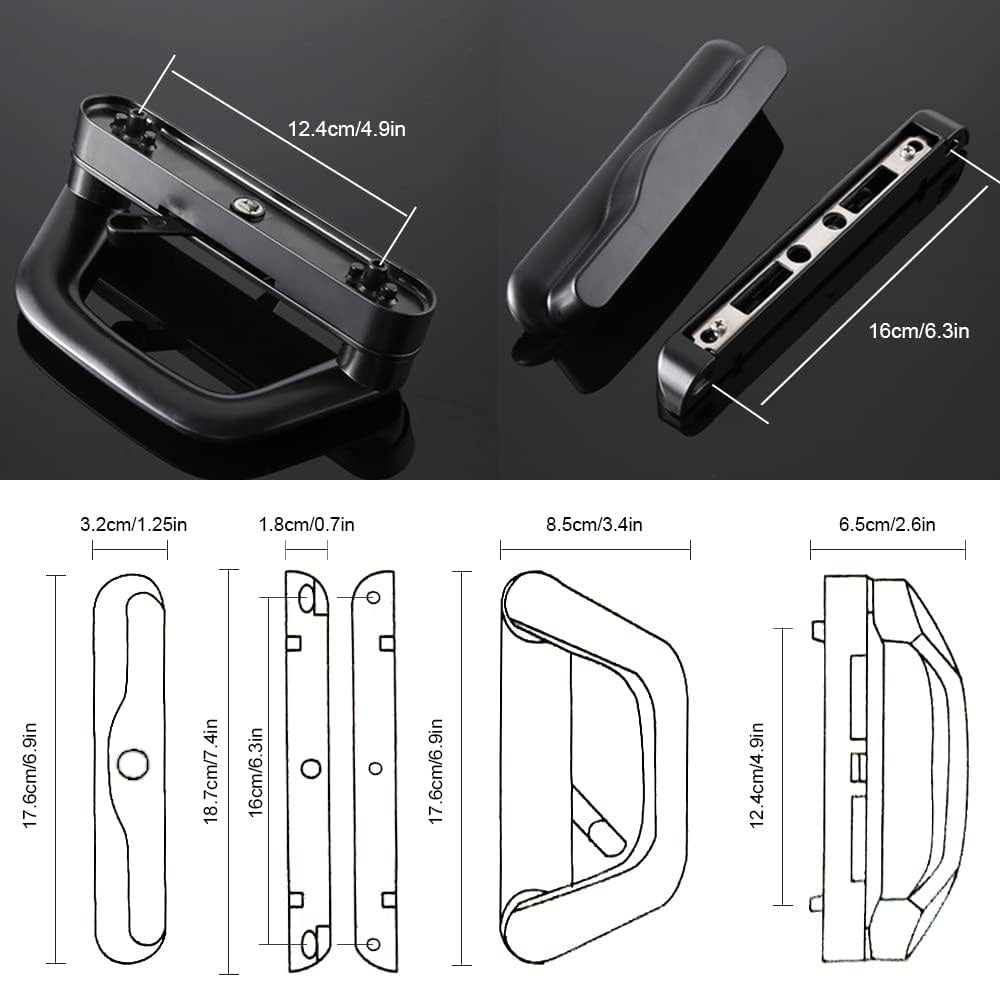 Sliding Patio Door Handle Set Mortise Lock Suitable for Sliding Glass Patio Door Black Tristar Online