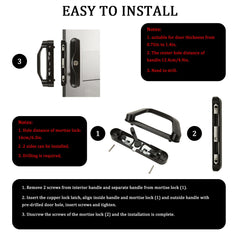 Sliding Patio Door Handle Set Mortise Lock Suitable for Sliding Glass Patio Door Keyed Black Tristar Online