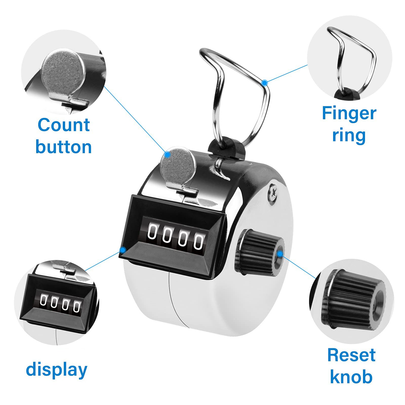 Hand Tally Counter 4-Digit Lap Counters Clicker Pitch for Counting Knitting Coaching Tristar Online