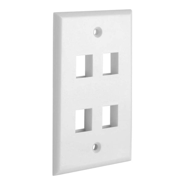 4 Port QuickPort outlet Wall Plate face plate, four Gang White Tristar Online