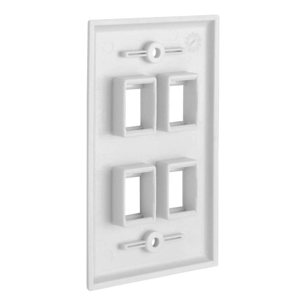 4 Port QuickPort outlet Wall Plate face plate, four Gang White Tristar Online