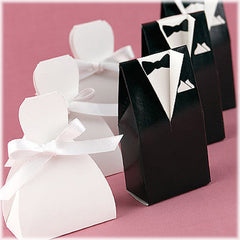 100 Pack of 50 Bride Gown and 50 Groom Tux Wedding Bridal Bomboniere Favor Candy Choc Almond Box - NW Tristar Online