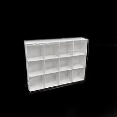 100 Pack of White Card Chocolate Sweet Soap Product Reatail Gift Box - 12 bay 4x4x3cm Compartments  - Clear Slide On Lid - 16x12x3cm Tristar Online