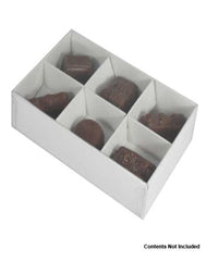 100 Pack of White Card Chocolate Sweet Soap Product Reatail Gift Box - 6 Bay Compartments - Clear Slide On Lid - 12x8x3cm Tristar Online