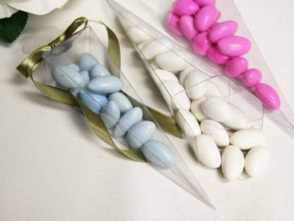 100 Pack of Clear Pyramid Triangle Shaped Small Clear Gift Box - Bomboniere Jewelry Gift Party Favor Model Candy Chocolate Soap Box Tristar Online