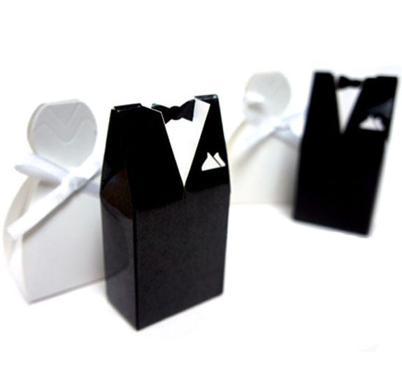 10 Pack of 5 Bride Gown and 5 Groom Tux Wedding Bridal Bomboniere Favor Candy Choc Almond Box - NW Tristar Online