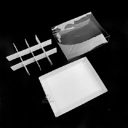 10 Pack of White Card Chocolate Sweet Soap Product Reatail Gift Box - 12 bay 4x4x3cm Compartments  - Clear Slide On Lid - 16x12x3cm Tristar Online